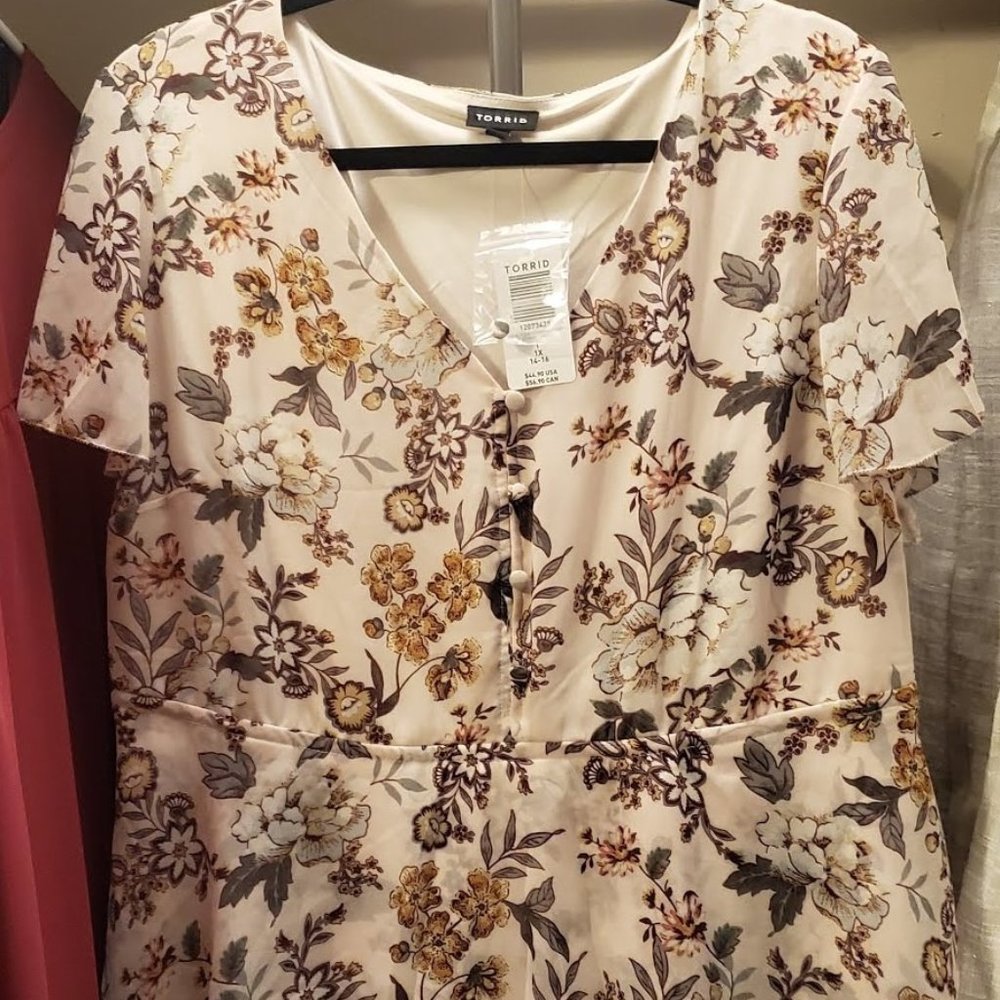White Floral Chiffon Blouse - Torrid